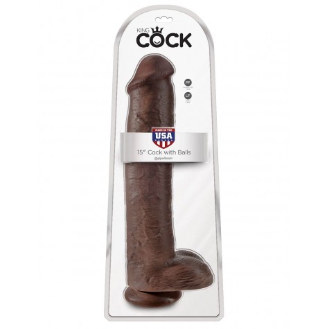 Коричневый фаллоимитатор-гигант 15" Cock with Balls - 40,6 см.