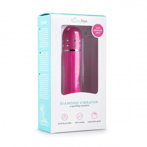 Розовый мини-вибратор Diamond Vibrator со стразами - 11,4 см.